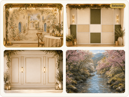 A selection of panel, mural, interior wall, and landscape designs